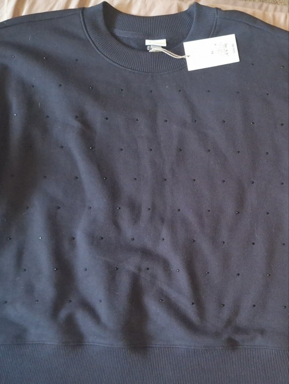 Women's Navy Sweatshirt with Subtle Stud Detailing